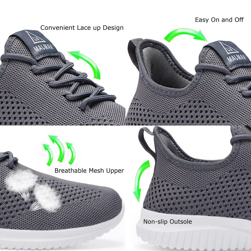 VAMJAM Men's Running Shoes Ultra Lightweight Breathable Walking Shoes Non Slip Athletic Fashion Sneakers Mesh Workout Casual Sports Shoes Grey Size 12.5 - Image 3